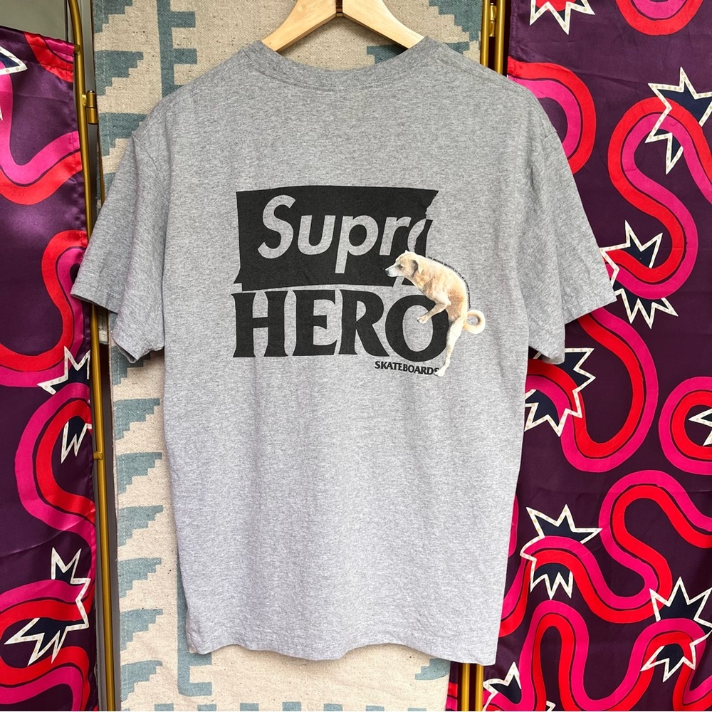 Supreme Antihero Skateboards Dog Grey Tshirt Double Sided Graphic Logo Anti Hero